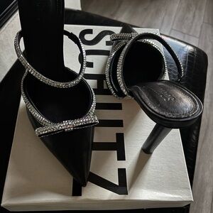 Schutz Black Rhinestone Embellished Heels